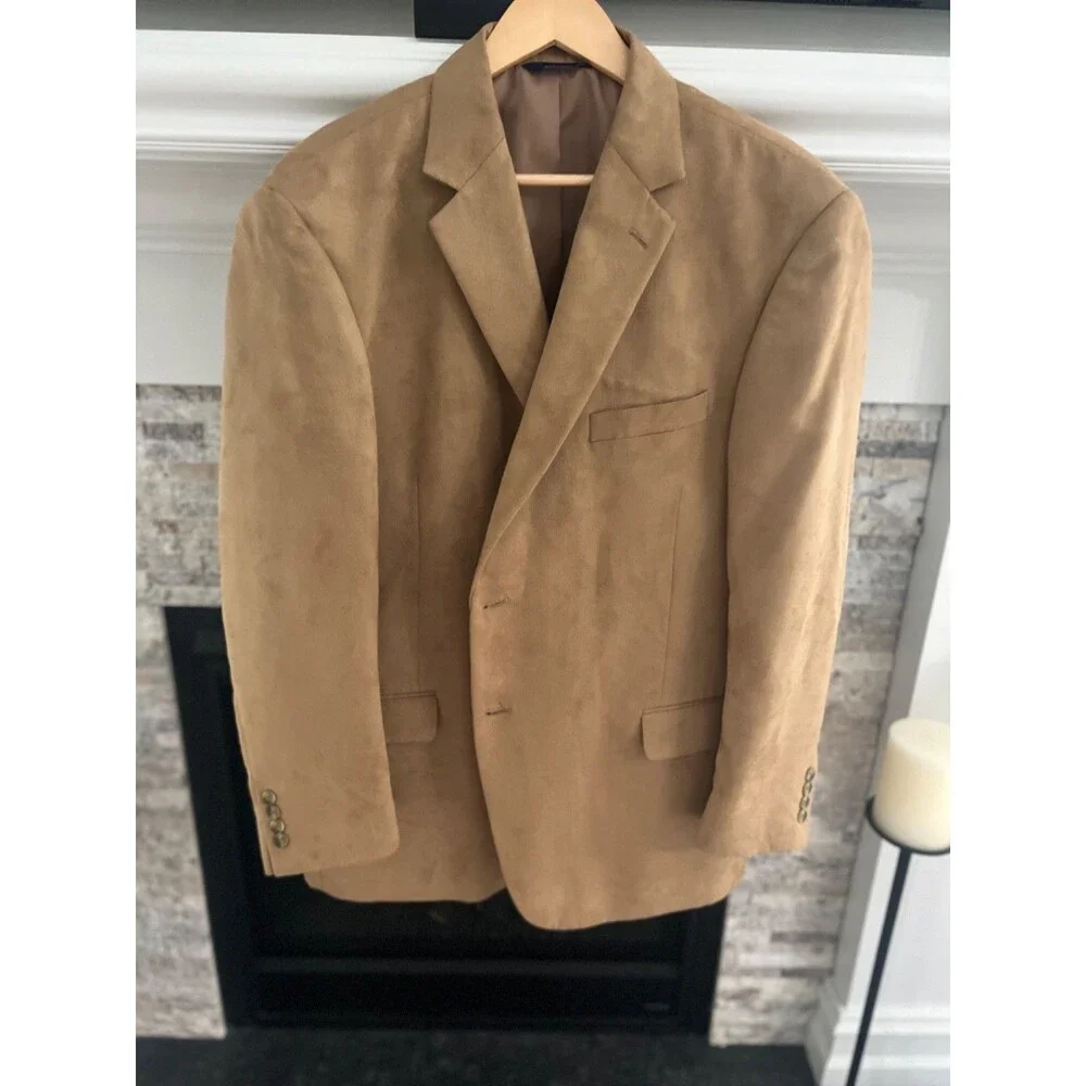 Docker's Mens Faux Suede Camel Color Blazer-Size 48R